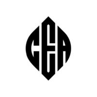 cea cirkel letter logo-ontwerp met cirkel en ellipsvorm. cea ellipsletters met typografische stijl. de drie initialen vormen een cirkellogo. cea cirkel embleem abstracte monogram brief mark vector. vector