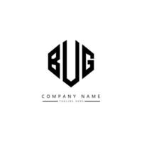 bug letter logo-ontwerp met veelhoekvorm. bug veelhoek en kubus vorm logo ontwerp. bug zeshoek vector logo sjabloon witte en zwarte kleuren. bug monogram, business en onroerend goed logo.
