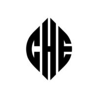 che cirkel letter logo ontwerp met cirkel en ellipsvorm. che ellipsletters met typografische stijl. de drie initialen vormen een cirkellogo. che cirkel embleem abstracte monogram brief mark vector. vector