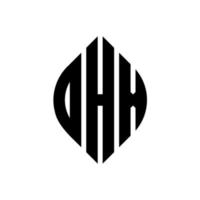 dhx cirkel letter logo ontwerp met cirkel en ellipsvorm. dhx ellipsletters met typografische stijl. de drie initialen vormen een cirkellogo. dhx cirkel embleem abstracte monogram brief mark vector. vector