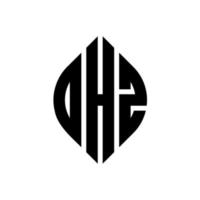 dhz cirkel letter logo ontwerp met cirkel en ellipsvorm. dhz ellipsletters met typografische stijl. de drie initialen vormen een cirkellogo. dhz cirkel embleem abstracte monogram brief mark vector. vector