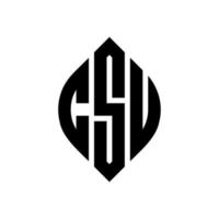 csu cirkel letter logo ontwerp met cirkel en ellipsvorm. csu ellipsletters met typografische stijl. de drie initialen vormen een cirkellogo. csu cirkel embleem abstracte monogram brief mark vector. vector