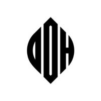 doh cirkel letter logo ontwerp met cirkel en ellipsvorm. doh ellipsletters met typografische stijl. de drie initialen vormen een cirkellogo. doh cirkel embleem abstracte monogram brief mark vector. vector