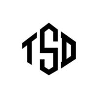tsd-letterlogo-ontwerp met veelhoekvorm. tsd veelhoek en kubusvorm logo-ontwerp. tsd zeshoek vector logo sjabloon witte en zwarte kleuren. tsd-monogram, bedrijfs- en onroerendgoedlogo.