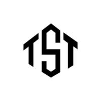 tst letter logo-ontwerp met veelhoekvorm. tst veelhoek en kubusvorm logo-ontwerp. tst zeshoek vector logo sjabloon witte en zwarte kleuren. tst-monogram, bedrijfs- en onroerendgoedlogo.