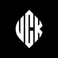 uck cirkel letter logo ontwerp met cirkel en ellipsvorm. uck ellipsletters met typografische stijl. de drie initialen vormen een cirkellogo. uck cirkel embleem abstracte monogram brief mark vector. vector