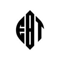 ebt cirkel letter logo-ontwerp met cirkel en ellipsvorm. ebt ellipsletters met typografische stijl. de drie initialen vormen een cirkellogo. ebt cirkel embleem abstracte monogram brief mark vector. vector