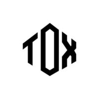 tox letter logo-ontwerp met veelhoekvorm. tox veelhoek en kubusvorm logo-ontwerp. tox zeshoek vector logo sjabloon witte en zwarte kleuren. tox-monogram, bedrijfs- en onroerendgoedlogo.