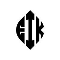 eik cirkel letter logo-ontwerp met cirkel en ellipsvorm. eik ellipsletters met typografische stijl. de drie initialen vormen een cirkellogo. eik cirkel embleem abstracte monogram brief mark vector. vector