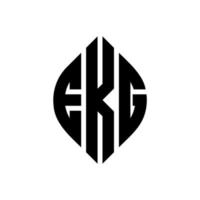 ekg cirkel letter logo ontwerp met cirkel en ellipsvorm. ekg ellipsletters met typografische stijl. de drie initialen vormen een cirkellogo. ekg cirkel embleem abstracte monogram brief mark vector. vector