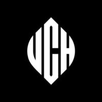 uch cirkel letter logo ontwerp met cirkel en ellipsvorm. uch ellipsletters met typografische stijl. de drie initialen vormen een cirkellogo. uch cirkel embleem abstracte monogram brief mark vector. vector