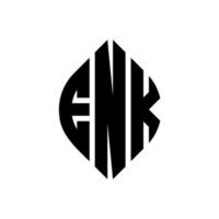 enk cirkel letter logo ontwerp met cirkel en ellipsvorm. enk ellipsletters met typografische stijl. de drie initialen vormen een cirkellogo. enk cirkel embleem abstracte monogram brief mark vector. vector