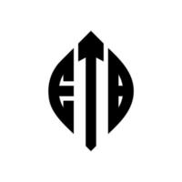 etb cirkel letter logo ontwerp met cirkel en ellipsvorm. etb ellipsletters met typografische stijl. de drie initialen vormen een cirkellogo. etb cirkel embleem abstracte monogram brief mark vector. vector