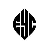 eyc cirkel letter logo-ontwerp met cirkel en ellipsvorm. eyc ellipsletters met typografische stijl. de drie initialen vormen een cirkellogo. eyc cirkel embleem abstracte monogram brief mark vector. vector