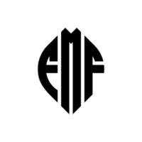 fmf cirkel letter logo ontwerp met cirkel en ellipsvorm. fmf ellipsletters met typografische stijl. de drie initialen vormen een cirkellogo. fmf cirkel embleem abstracte monogram brief mark vector. vector