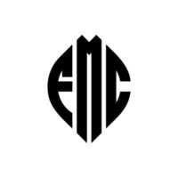 fmc cirkel letter logo-ontwerp met cirkel en ellipsvorm. fmc ellipsletters met typografische stijl. de drie initialen vormen een cirkellogo. fmc cirkel embleem abstracte monogram brief mark vector. vector