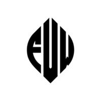 fvw cirkel letter logo ontwerp met cirkel en ellipsvorm. fvw ellipsletters met typografische stijl. de drie initialen vormen een cirkellogo. fvw cirkel embleem abstracte monogram brief mark vector. vector