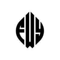 fwy cirkel letter logo-ontwerp met cirkel en ellipsvorm. fwy ellipsletters met typografische stijl. de drie initialen vormen een cirkellogo. fwy cirkel embleem abstracte monogram brief mark vector. vector