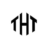tht letter logo-ontwerp met veelhoekvorm. tht logo-ontwerp met veelhoek en kubusvorm. tht zeshoek vector logo sjabloon witte en zwarte kleuren. tht monogram, business en onroerend goed logo.