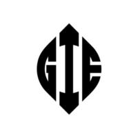 gie cirkel letter logo ontwerp met cirkel en ellipsvorm. gie ellipsletters met typografische stijl. de drie initialen vormen een cirkellogo. gie cirkel embleem abstracte monogram brief mark vector. vector