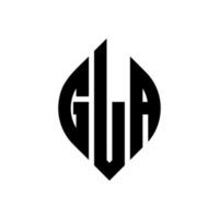 gla cirkel letter logo-ontwerp met cirkel en ellipsvorm. gla ellips letters met typografische stijl. de drie initialen vormen een cirkellogo. gla cirkel embleem abstracte monogram brief mark vector. vector