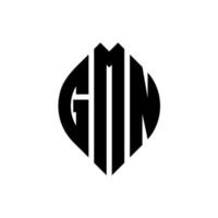 gmn cirkel letter logo ontwerp met cirkel en ellipsvorm. gmn ellipsletters met typografische stijl. de drie initialen vormen een cirkellogo. gmn cirkel embleem abstracte monogram brief mark vector. vector