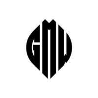 gmw cirkel letter logo ontwerp met cirkel en ellipsvorm. gmw ellipsletters met typografische stijl. de drie initialen vormen een cirkellogo. gmw cirkel embleem abstracte monogram brief mark vector. vector