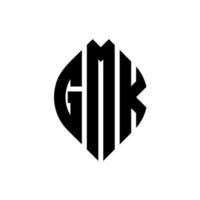 gmk cirkel letter logo ontwerp met cirkel en ellipsvorm. gmk ellipsletters met typografische stijl. de drie initialen vormen een cirkellogo. gmk cirkel embleem abstracte monogram brief mark vector. vector