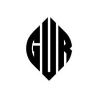 gur cirkel letter logo ontwerp met cirkel en ellipsvorm. gur ellipsletters met typografische stijl. de drie initialen vormen een cirkellogo. gur cirkel embleem abstracte monogram brief mark vector. vector