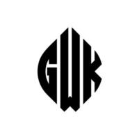 gwk cirkel letter logo ontwerp met cirkel en ellipsvorm. gwk ellipsletters met typografische stijl. de drie initialen vormen een cirkellogo. gwk cirkel embleem abstracte monogram brief mark vector. vector