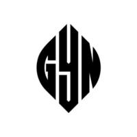 gyn cirkel brief logo ontwerp met cirkel en ellipsvorm. gyn ellipsletters met typografische stijl. de drie initialen vormen een cirkellogo. gyn cirkel embleem abstracte monogram brief mark vector. vector