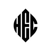 hec cirkel letter logo-ontwerp met cirkel en ellipsvorm. hec ellipsletters met typografische stijl. de drie initialen vormen een cirkellogo. hec cirkel embleem abstracte monogram brief mark vector. vector