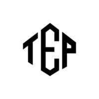 tep letter logo-ontwerp met veelhoekvorm. tep veelhoek en kubusvorm logo-ontwerp. tep zeshoek vector logo sjabloon witte en zwarte kleuren. tep-monogram, bedrijfs- en onroerendgoedlogo.