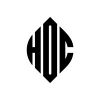 hoc cirkel letter logo-ontwerp met cirkel en ellipsvorm. hoc ellipsletters met typografische stijl. de drie initialen vormen een cirkellogo. hoc cirkel embleem abstracte monogram brief mark vector. vector