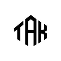 tak letter logo-ontwerp met veelhoekvorm. tak veelhoek en kubusvorm logo-ontwerp. tak zeshoek vector logo sjabloon witte en zwarte kleuren. tak monogram, business en onroerend goed logo.