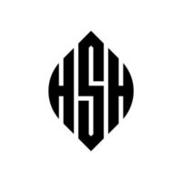 hsh cirkel letter logo-ontwerp met cirkel en ellipsvorm. hsh ellipsletters met typografische stijl. de drie initialen vormen een cirkellogo. hsh cirkel embleem abstracte monogram brief mark vector. vector