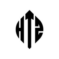 htz cirkel letter logo ontwerp met cirkel en ellipsvorm. htz ellipsletters met typografische stijl. de drie initialen vormen een cirkellogo. htz cirkel embleem abstracte monogram brief mark vector. vector