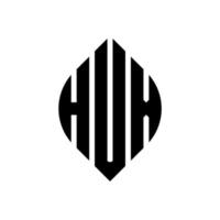 hux cirkel letter logo-ontwerp met cirkel en ellipsvorm. hux ellipsletters met typografische stijl. de drie initialen vormen een cirkellogo. hux cirkel embleem abstracte monogram brief mark vector. vector