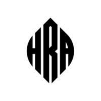 hra cirkel letter logo ontwerp met cirkel en ellipsvorm. hra ellipsletters met typografische stijl. de drie initialen vormen een cirkellogo. hra cirkel embleem abstracte monogram brief mark vector. vector