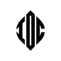 idc cirkel letter logo-ontwerp met cirkel en ellipsvorm. idc ellipsletters met typografische stijl. de drie initialen vormen een cirkellogo. idc cirkel embleem abstracte monogram brief mark vector. vector