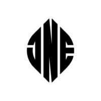 jne cirkel letter logo-ontwerp met cirkel en ellipsvorm. jne ellipsletters met typografische stijl. de drie initialen vormen een cirkellogo. jne cirkel embleem abstracte monogram brief mark vector. vector