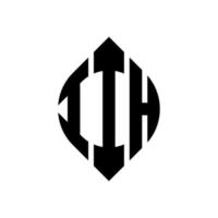 iih cirkel letter logo-ontwerp met cirkel en ellipsvorm. iih ellipsletters met typografische stijl. de drie initialen vormen een cirkellogo. iih cirkel embleem abstracte monogram brief mark vector. vector