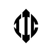 iic cirkel letter logo ontwerp met cirkel en ellipsvorm. iic ellipsletters met typografische stijl. de drie initialen vormen een cirkellogo. iic cirkel embleem abstracte monogram brief mark vector. vector