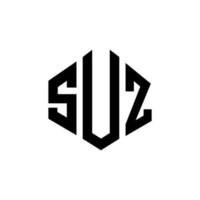 suz letter logo-ontwerp met veelhoekvorm. suz veelhoek en kubusvorm logo-ontwerp. suz zeshoek vector logo sjabloon witte en zwarte kleuren. suz monogram, business en onroerend goed logo.