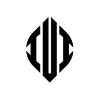 iui cirkel letter logo ontwerp met cirkel en ellipsvorm. iui ellipsletters met typografische stijl. de drie initialen vormen een cirkellogo. iui cirkel embleem abstracte monogram brief mark vector. vector