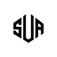 sua letter logo-ontwerp met veelhoekvorm. sua veelhoek en kubusvorm logo-ontwerp. sua zeshoek vector logo sjabloon witte en zwarte kleuren. sua monogram, business en onroerend goed logo.