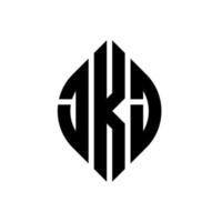 jkj cirkel letter logo-ontwerp met cirkel en ellipsvorm. jkj ellipsletters met typografische stijl. de drie initialen vormen een cirkellogo. jkj cirkel embleem abstracte monogram brief mark vector. vector