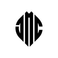 jmc cirkel letter logo-ontwerp met cirkel en ellipsvorm. jmc ellipsletters met typografische stijl. de drie initialen vormen een cirkellogo. jmc cirkel embleem abstracte monogram brief mark vector. vector