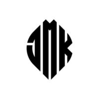 jmk cirkel letter logo ontwerp met cirkel en ellipsvorm. jmk ellipsletters met typografische stijl. de drie initialen vormen een cirkellogo. jmk cirkel embleem abstracte monogram brief mark vector. vector