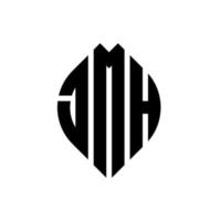 jmh cirkel letter logo-ontwerp met cirkel en ellipsvorm. jmh ellipsletters met typografische stijl. de drie initialen vormen een cirkellogo. jmh cirkel embleem abstracte monogram brief mark vector. vector